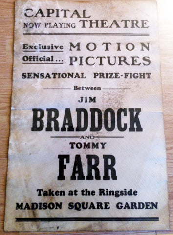 Jim Braddock-Tommy Farr Original Fight Film Boxing Poster (1938)