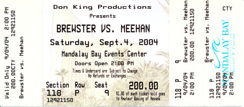 Lamon Brewster-Kali Meehan Official Onsite Boxing Ticket (2004)