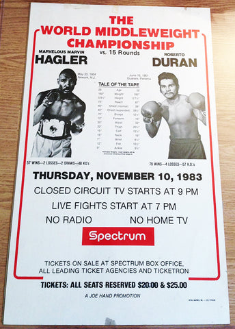 Marvin Hagler-Roberto Duran Closed Circuit Boxing Poster (1983)