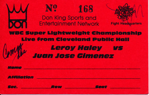 Leroy Haley-Juan Jose Gimenez Official Boxing Credential (1982)