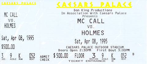 Oliver McCall-Larry Holmes Official Onsite Boxing Ticket (1995)
