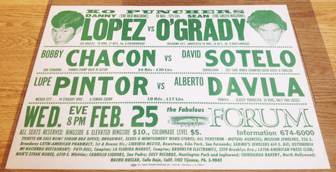 Danny Lopez-Sean O'Grady Official Onsite Boxing Poster (1976)