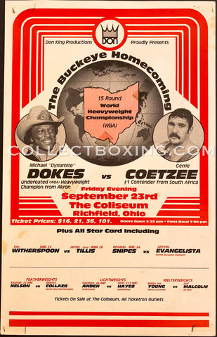 MICHAEL DOKES VS GERRIE COETZEE ON SITE POSTER 1983