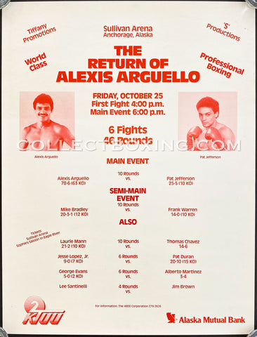 ALEXIS ARGUELLO VS PAT JEFFERSON ON SITE POSTER 1985